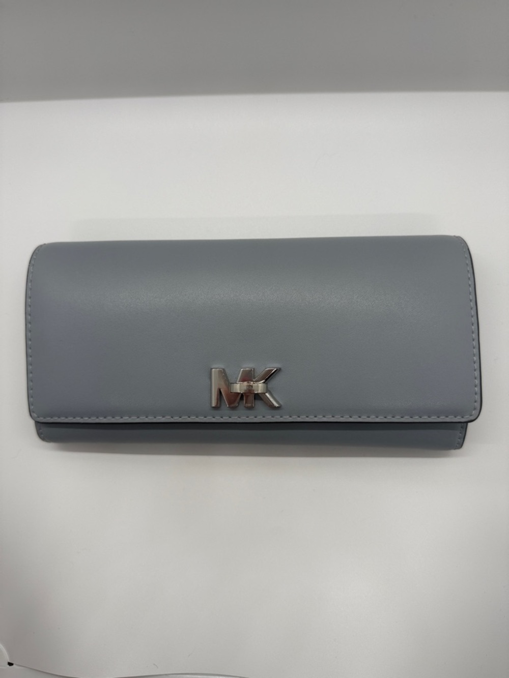 Michael Kors Light Blue Leather Turn Lock Flap Wallet Clutch